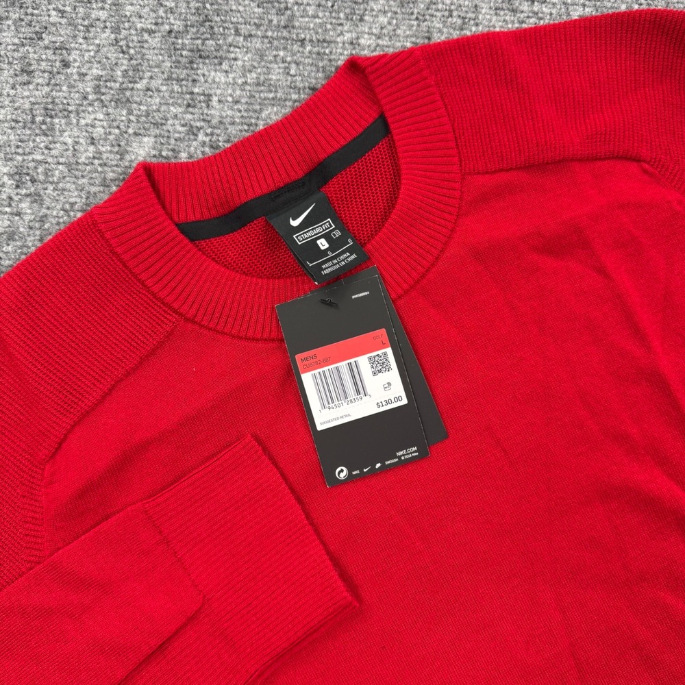 Nike Golf Sweater Size Large Red Tiger Woods Collection Wool Blend NWT Men's